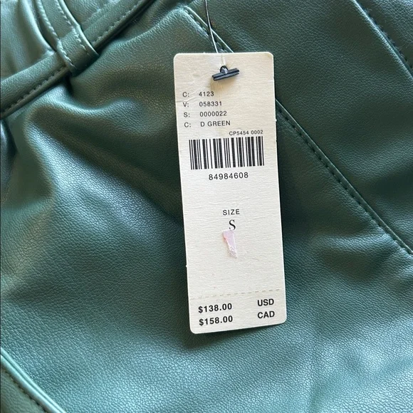 Anthropologie Pilcro Faux Leather Soft Parachute Pants Dark Green Sz S NEW - Picture 12 of 15